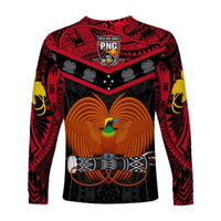 Papua New Guinea Rugby Long Sleeve Shirt PNG Kumuls Bird Of Paradise Black - Wonder Print Shop