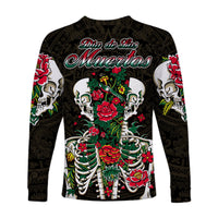Mexico Long Sleeve Shirt Floral Skull Dia De Los Muertos - Wonder Print Shop
