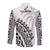 Fiji Rugby Long Sleeve Button Shirt Fijian Cibi Dance Tapa Pattern White - Wonder Print Shop
