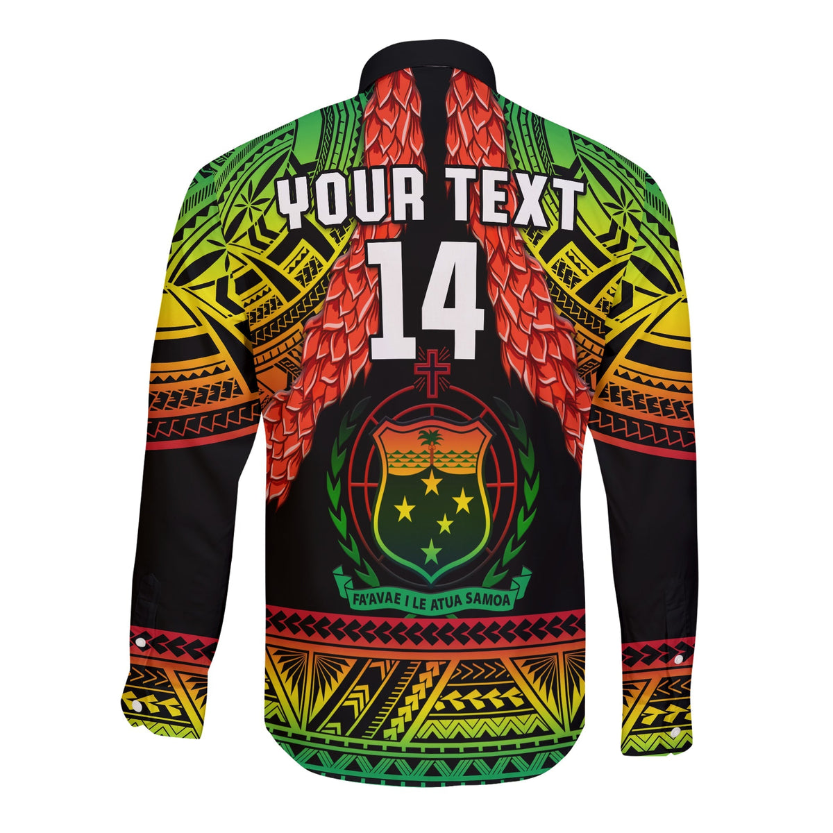 Custom Text And Number Samoa Rugby Long Sleeve Button Shirt Teuila Torch Ginger Gradient Style - Wonder Print Shop