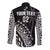Custom Text And Number Fiji Rugby Long Sleeve Button Shirt Fijian Cibi Dance Tapa Pattern Black - Wonder Print Shop