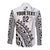 Custom Text And Number Fiji Rugby Long Sleeve Button Shirt Fijian Cibi Dance Tapa Pattern White - Wonder Print Shop