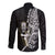 New Zealand 2022 Rugby Long Sleeve Button Shirt All Black Silver Fern Maori Pattern Version Black - Wonder Print Shop