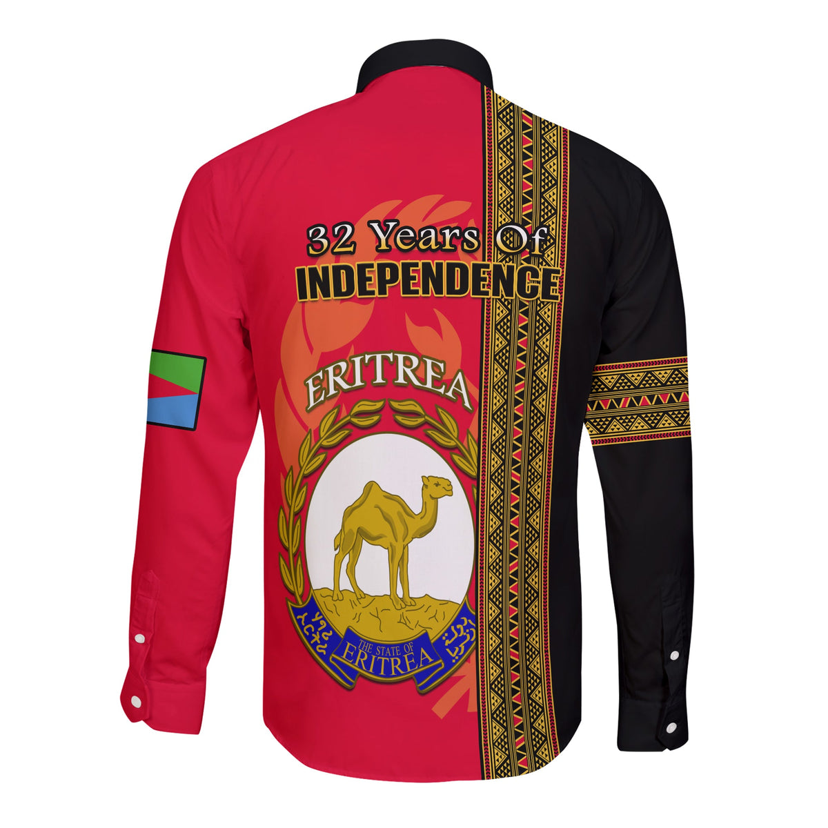 Eritrea Long Sleeve Button Shirt African Pattern Happy Independence Day Version Black - Wonder Print Shop