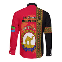 Eritrea Long Sleeve Button Shirt African Pattern Happy Independence Day Version Black - Wonder Print Shop