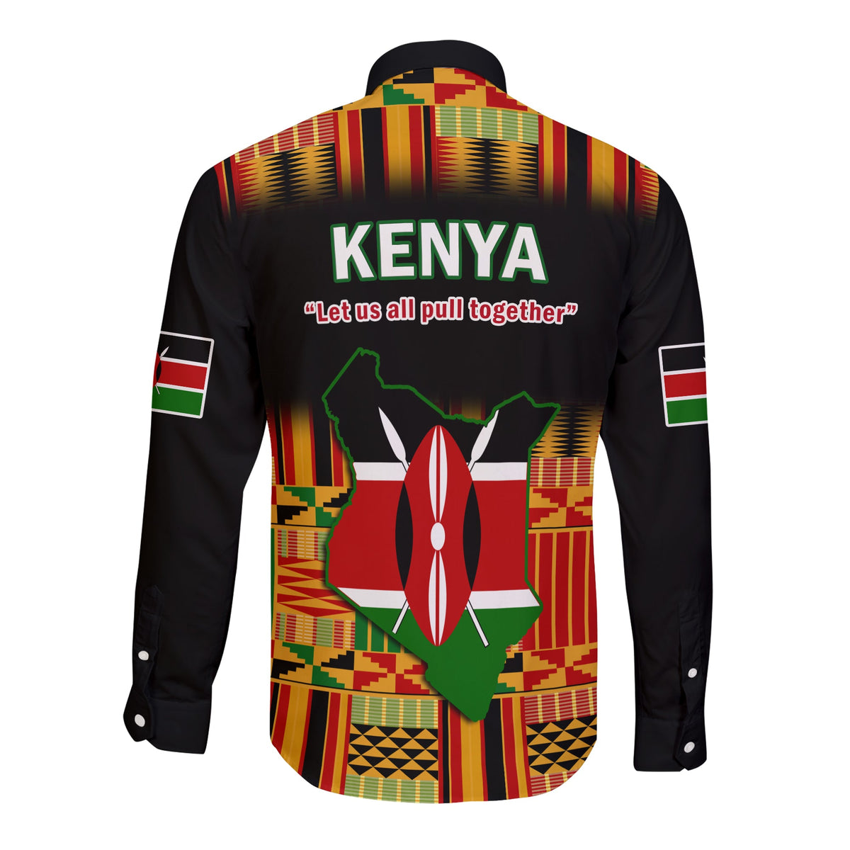 Kenya Long Sleeve Button Shirt Happy Jamhuri Day Kenyan Pattern - Wonder Print Shop