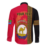 (Custom Personalised) Eritrea Long Sleeve Button Shirt African Pattern Happy Independence Day Version Black - Wonder Print Shop