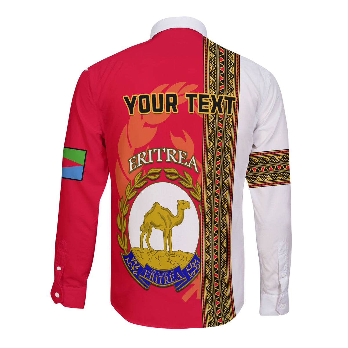 (Custom Personalised) Eritrea Long Sleeve Button Shirt African Pattern Happy Independence Day Version White - Wonder Print Shop