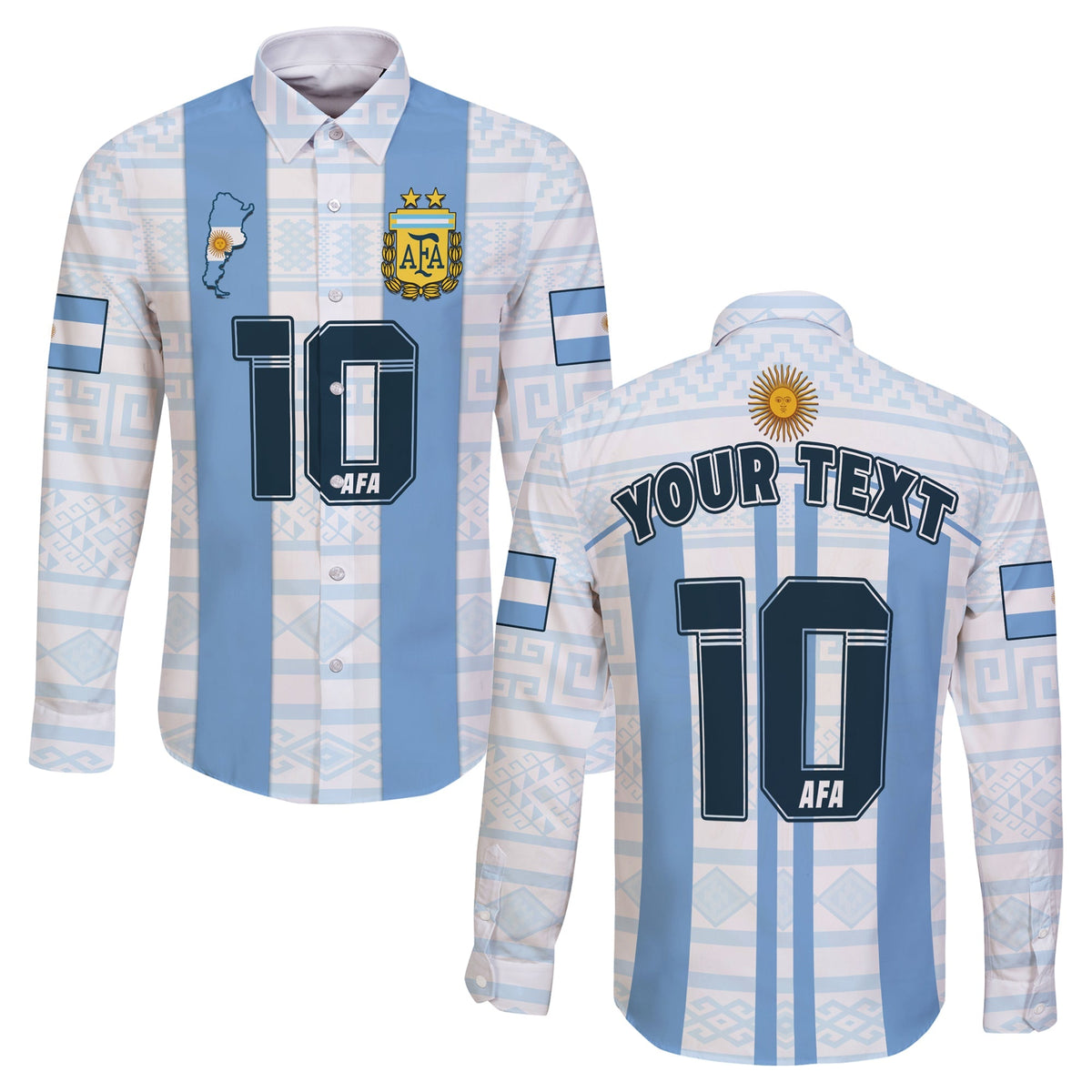 (Custom Text And Number) Argentina Football 2022 Long Sleeve Button Shirt Vamos La Albiceleste - Wonder Print Shop