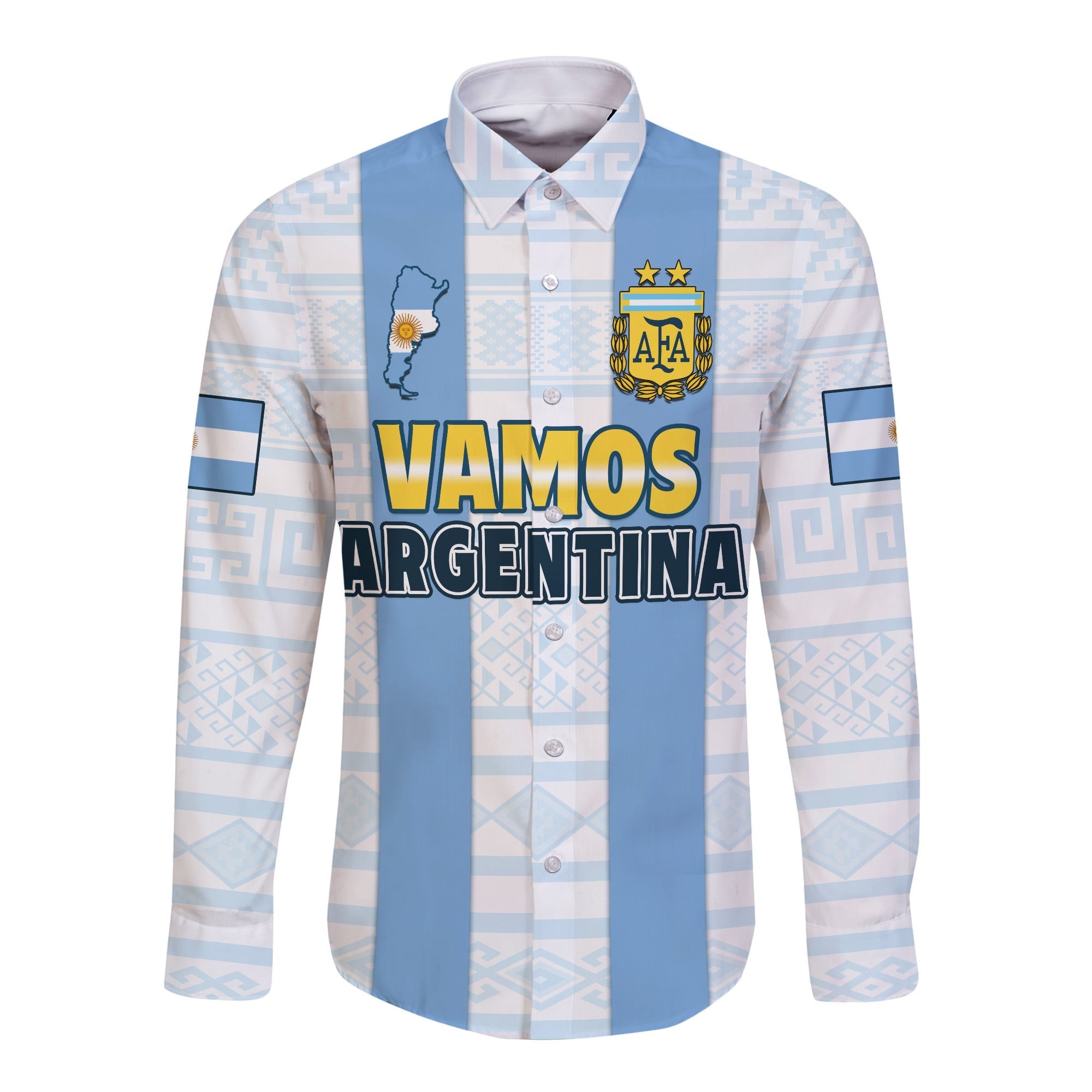 Argentina Football 2022 Long Sleeve Button Shirt Vamos La Albiceleste - Wonder Print Shop