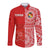 Custom Text And Number Tonga Long Sleeve Button Shirt Tongan Coat Of Arms Ngatu Pattern - Wonder Print Shop
