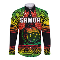 Samoa Rugby Long Sleeve Button Shirt Teuila Torch Ginger Gradient Style - Wonder Print Shop