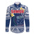 Custom Personalised Samoa Long Sleeve Shirt Samoan Plumeria Flowers Mix Polynesian Pattern - Wonder Print Shop