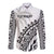 Fiji Rugby Long Sleeve Button Shirt Fijian Cibi Dance Tapa Pattern White - Wonder Print Shop