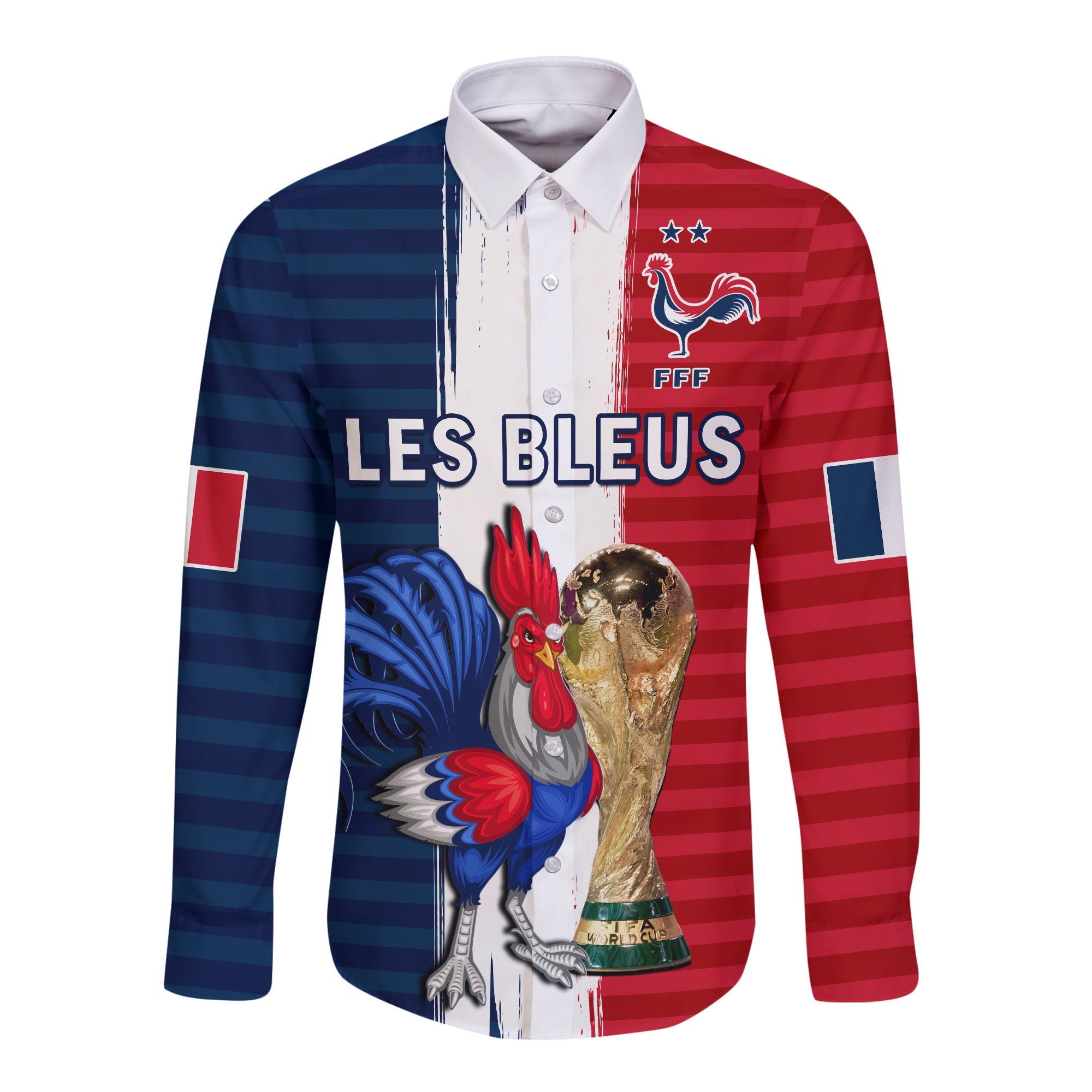 (Custom Text And Number) France Football Long Sleeve Shirt Les Bleus Champions World Cup 2022 - Wonder Print Shop