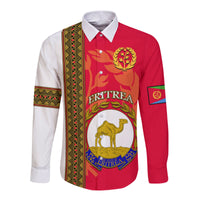 (Custom Personalised) Eritrea Long Sleeve Button Shirt African Pattern Happy Independence Day Version White - Wonder Print Shop
