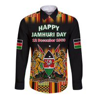 (Custom Personalised) Kenya Long Sleeve Button Shirt Happy Jamhuri Day Kenyan Pattern - Wonder Print Shop