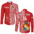 Custom Text And Number Tonga Long Sleeve Button Shirt Tongan Coat Of Arms Ngatu Pattern - Wonder Print Shop