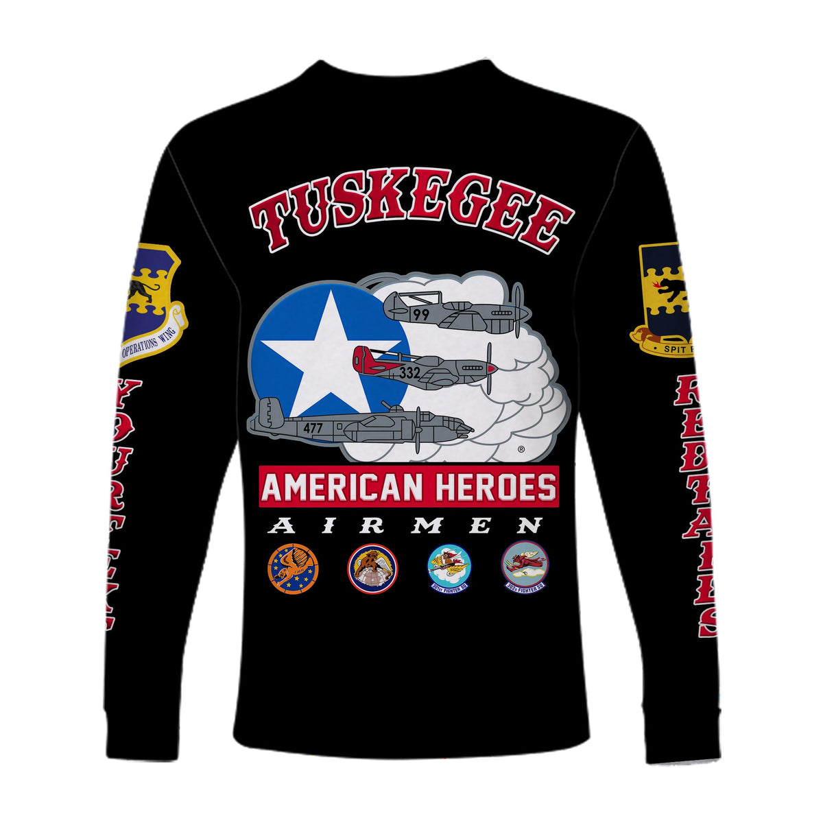 (Custom Personalised) Tuskegee Airmen Long Sleeve Shirt Red Tail Angels American Heros - Wonder Print Shop