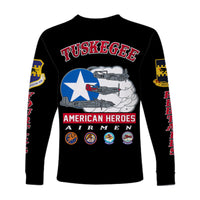 (Custom Personalised) Tuskegee Airmen Long Sleeve Shirt Red Tail Angels American Heros - Wonder Print Shop
