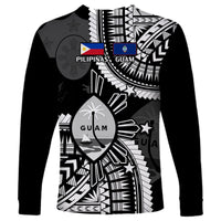 Guam and Philippines Long Sleeve Shirt Guaman Filipinas Together Black - Wonder Print Shop