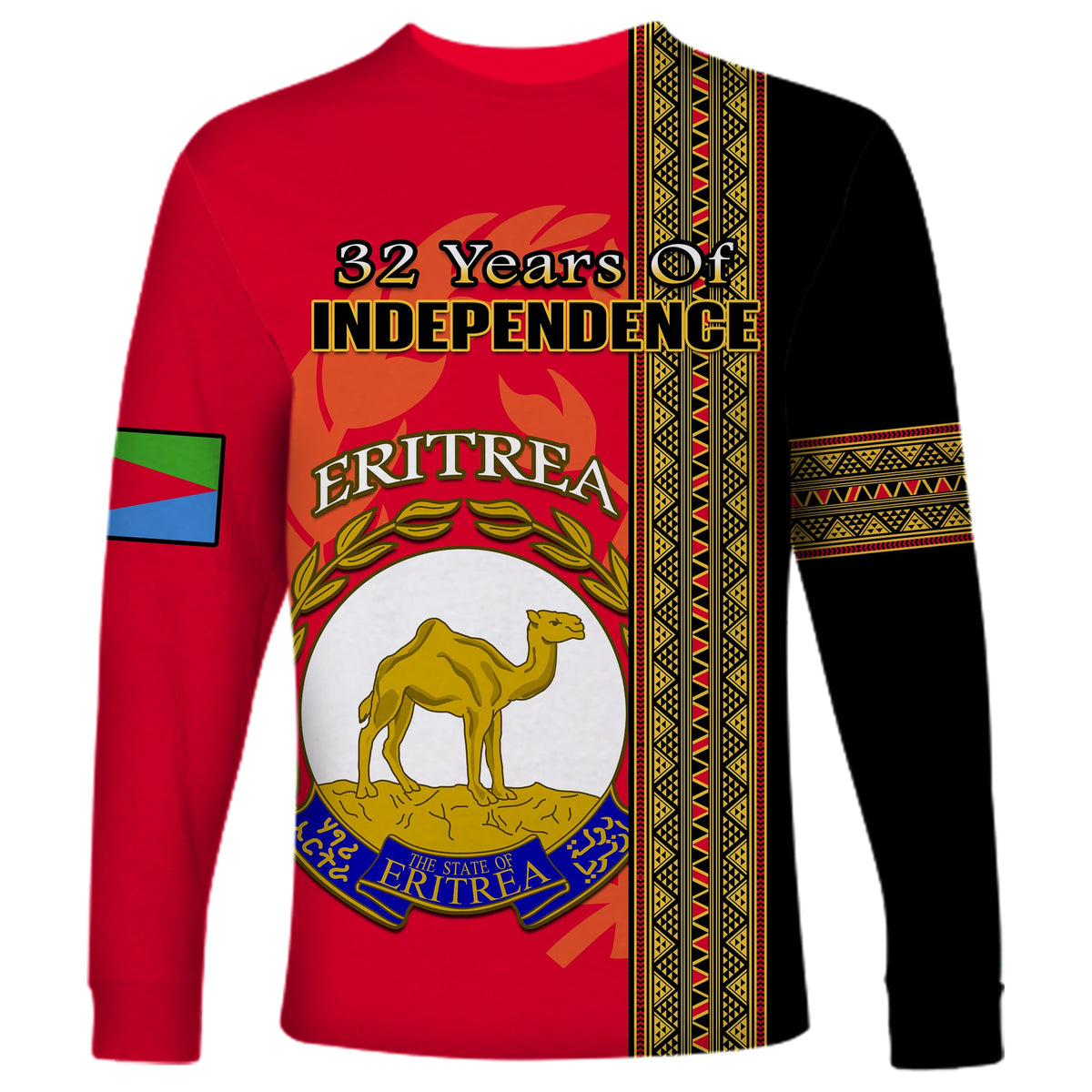 Eritrea Long Sleeve Shirt African Pattern Happy Independence Day Version Black - Wonder Print Shop