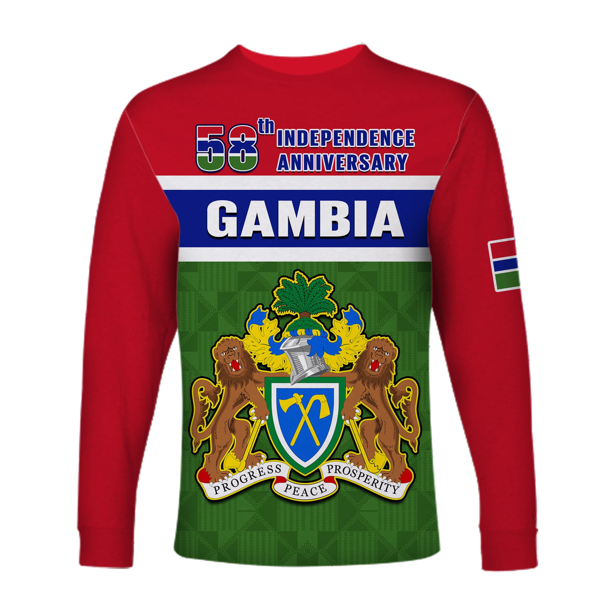 Gambia Long Sleeve Shirt Happy 58th Independence Anniversary Flag Style - Wonder Print Shop