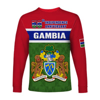 Gambia Long Sleeve Shirt Happy 58th Independence Anniversary Flag Style - Wonder Print Shop