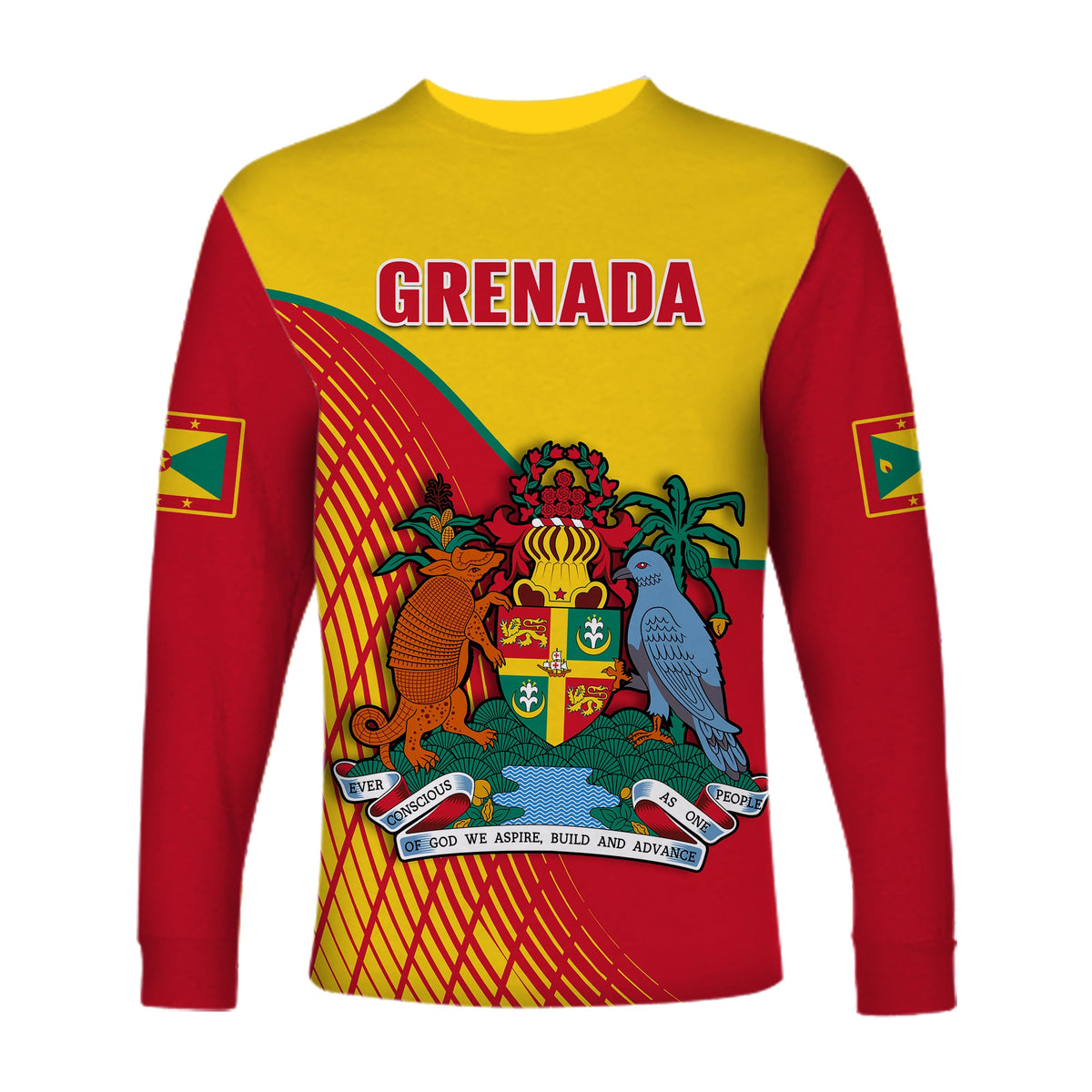 Grenada Long Sleeve Shirt Coat Of Arms Happy 49th Independence Day - Wonder Print Shop