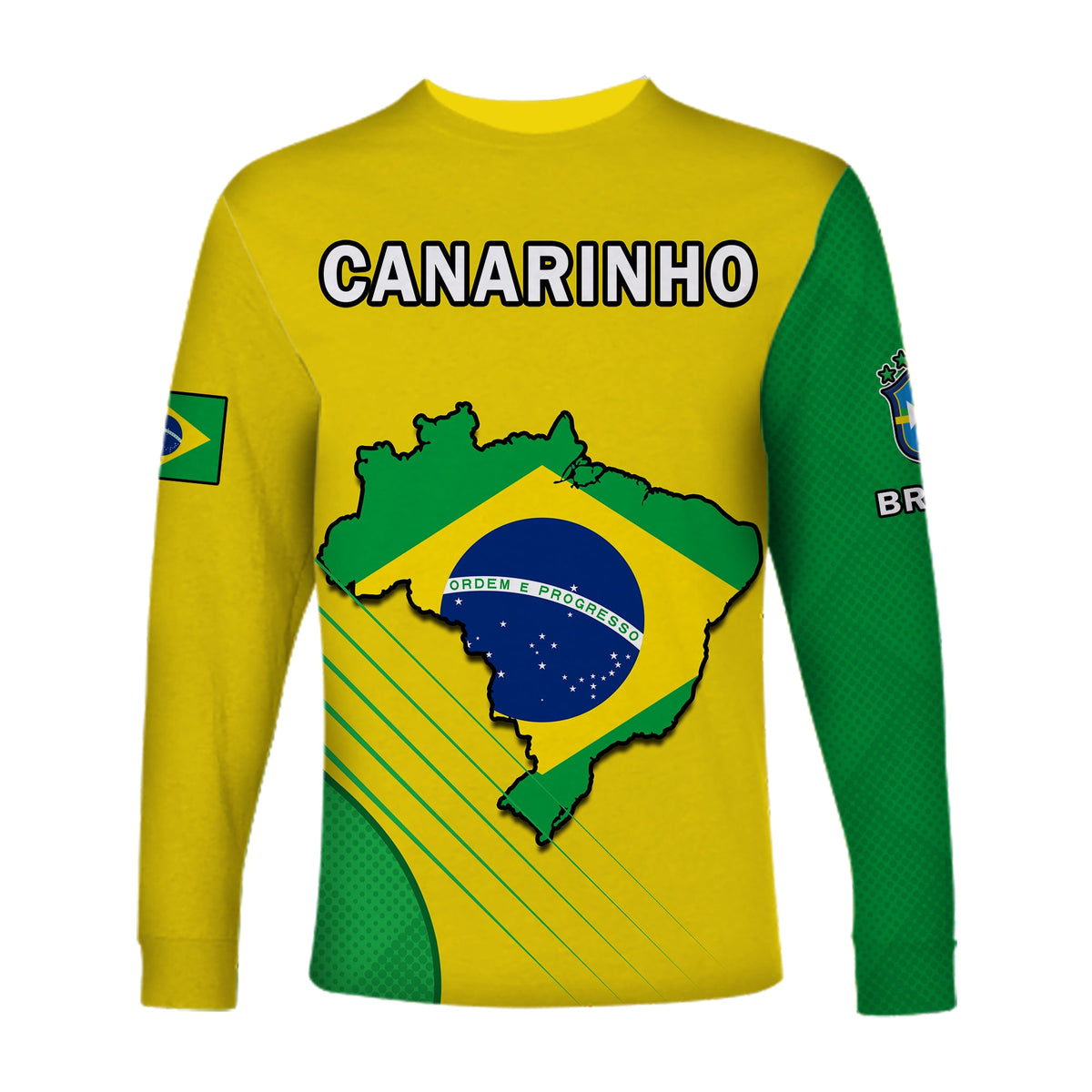 Brazil Football Long Sleeve Shirt Brasil Map Come On Canarinho Sporty Style - Wonder Print Shop
