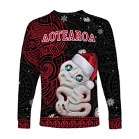 New Zealand Christmas Long Sleeve Shirt Hei Tiki Red Pohutukawa Meri Kirihimete - Wonder Print Shop