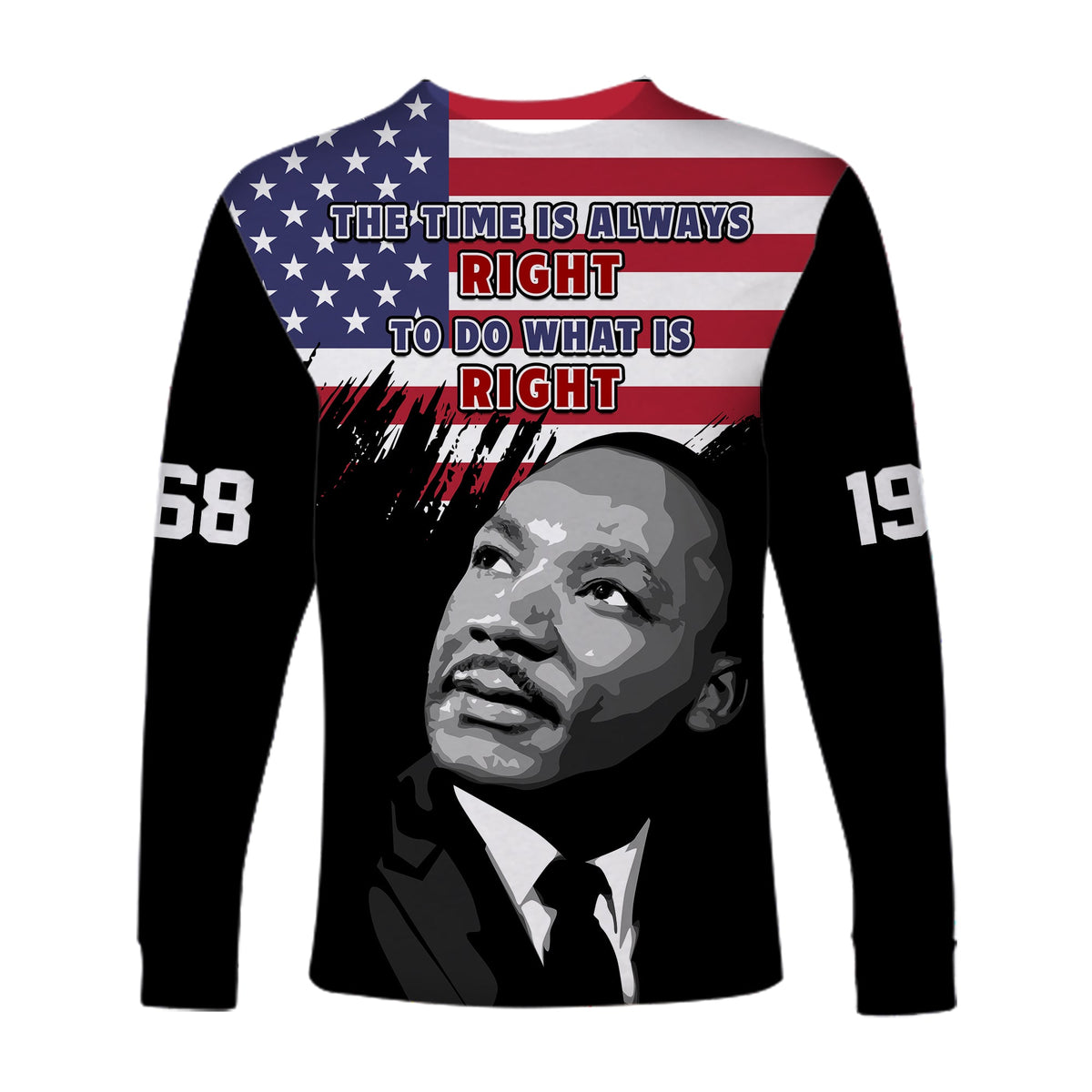 United States Long Sleeve Shirt United States Happy MLK Day Flag Grunge Style - Wonder Print Shop