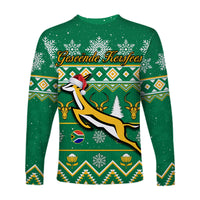 South Africa Rugby Christmas Long Sleeve Shirt Springboks Proud Geseende Kersfees - Wonder Print Shop