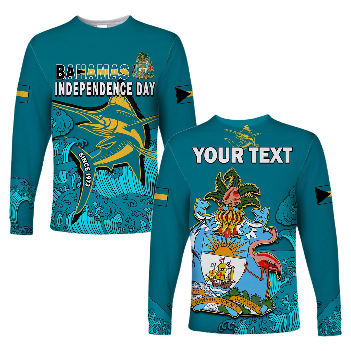 (Custom Personalised) Bahamas Independence Day Long Sleeve Shirt Blue Marlin Since 1973 Style - Wonder Print Shop