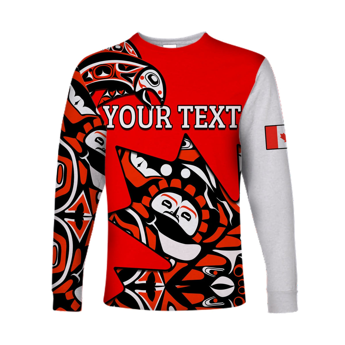 (Custom Personalised) Canada Haida Long Sleeve Shirt Maple Leaf Canadian LT13 - Wonder Print Shop