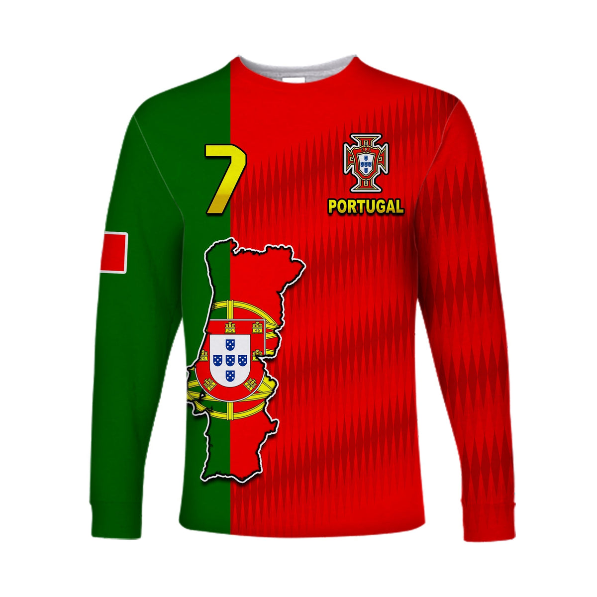 (Custom Text and Number) Portugal Football 2022 Long Sleeve Shirt Style Flag Portuguese Champions LT13 - Wonder Print Shop