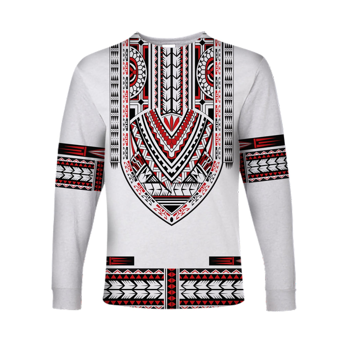 Custom Personalised Polynesian Long Sleeve Shirt Dashiki With Polynesian Tattoo Royal Version - Wonder Print Shop