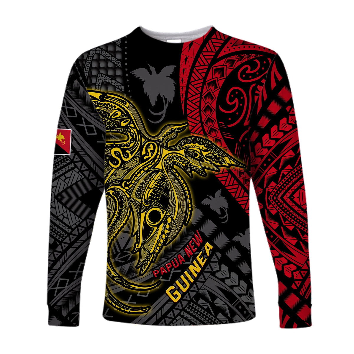 Custom Text and Number Papua New Guinea Long Sleeve Shirt Raggiana Birds Of Paradise Happy 47th Independence Day LT13 - Wonder Print Shop