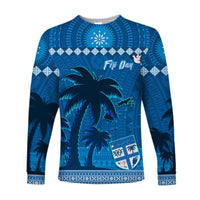 Custom Personalised Bula Fiji Day Long Sleeve Shirt Fijian Tapa with Palm Tree 52nd Anniversary LT13 - Wonder Print Shop