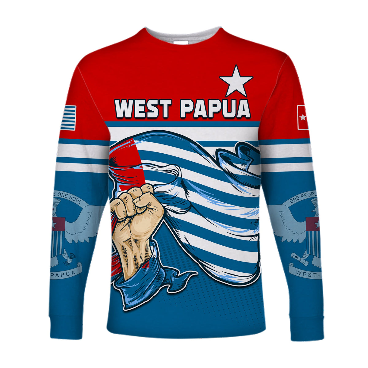 Free West Papua Long Sleeve Shirt One People One Soul Strong West Papuan LT13 - Wonder Print Shop