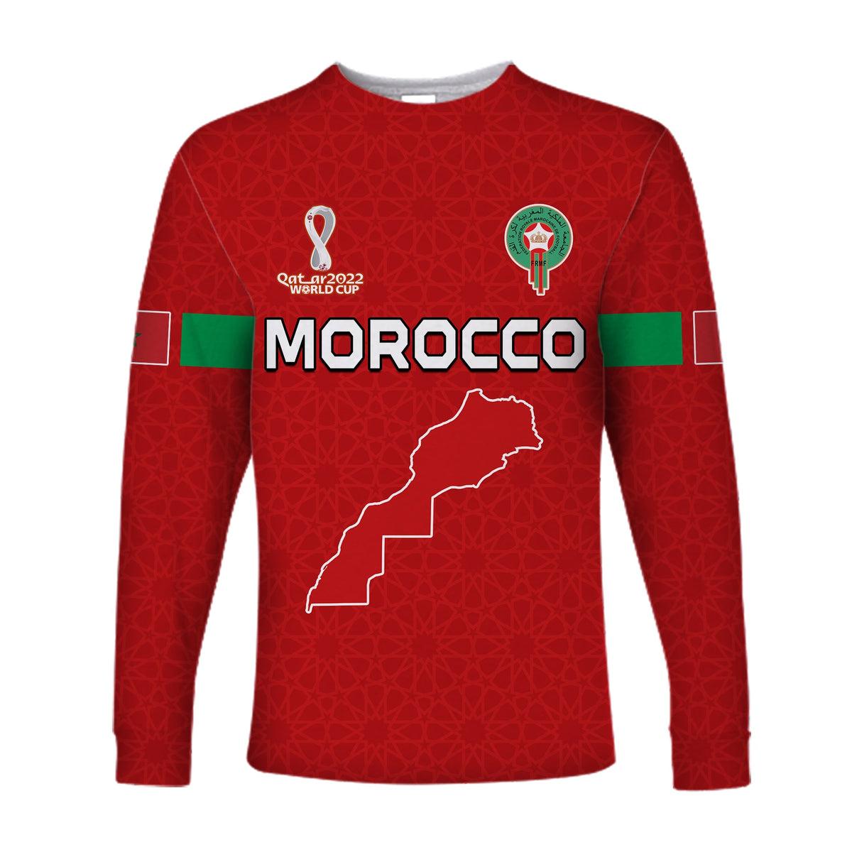 (Custom Text and Number) Morocco Football Long Sleeve Shirt Champions World Cup New History LT13 - Wonder Print Shop