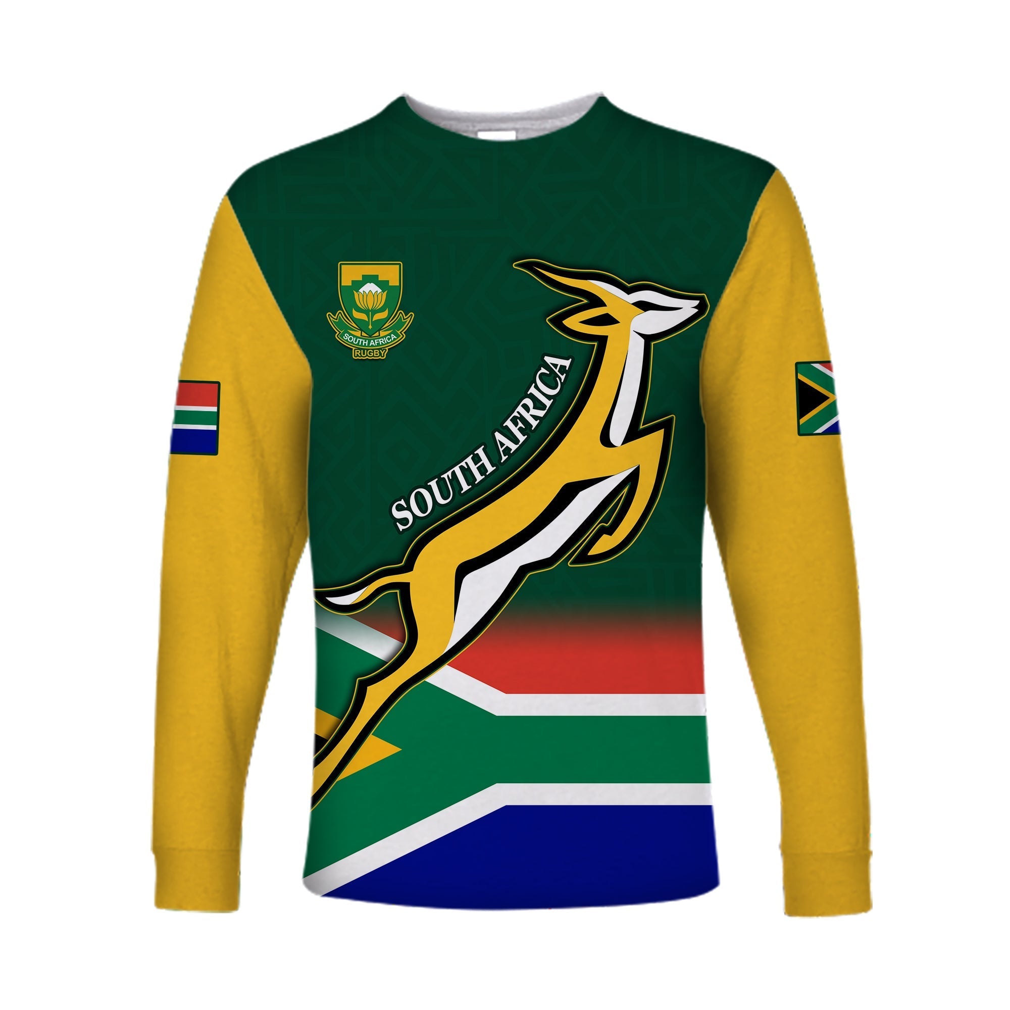 South Africa Rugby Long Sleeve Shirt Springboks Champion Bokke African Pattern Go Bokke LT13 - Wonder Print Shop