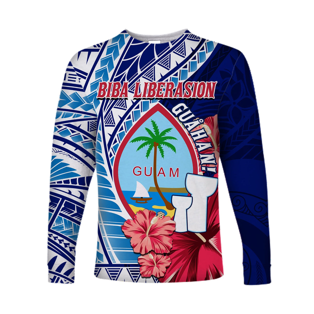 Guam Chamorro Long Sleeve Shirt Happy Liberation Day Latte Stone LT13 - Wonder Print Shop