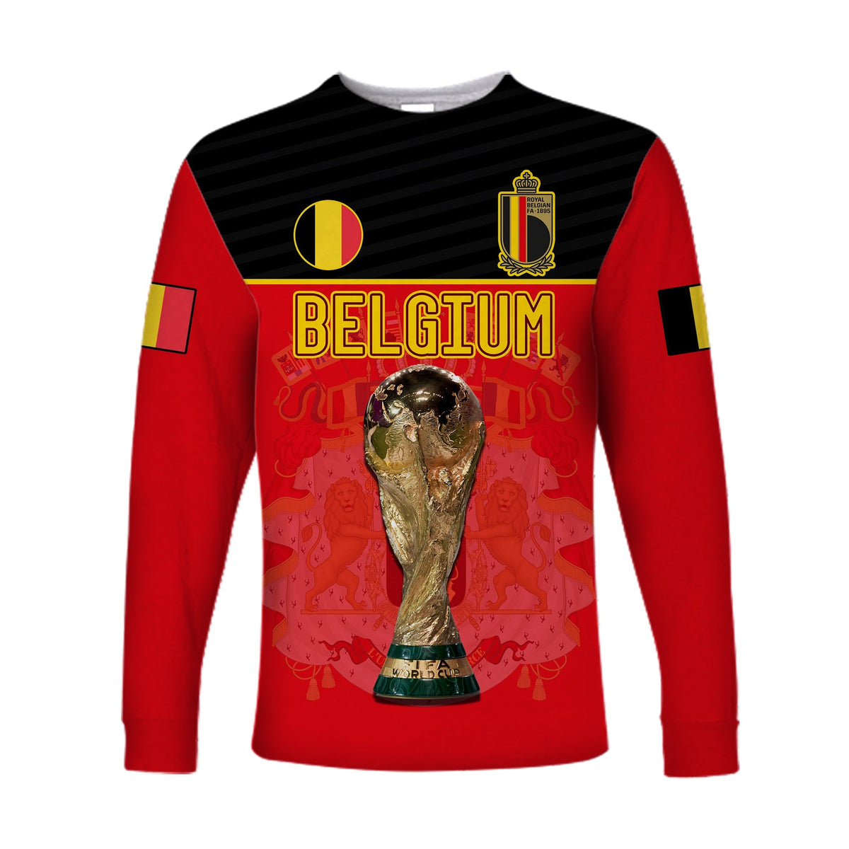 Belgium Football 2022 Long Sleeve Shirt De Rode Duivels Sporty Style - Wonder Print Shop