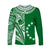 (Custom Text and Number) Cook Islands Tatau Long Sleeve Shirt Symbolize Passion Stars Version Green LT13 - Wonder Print Shop