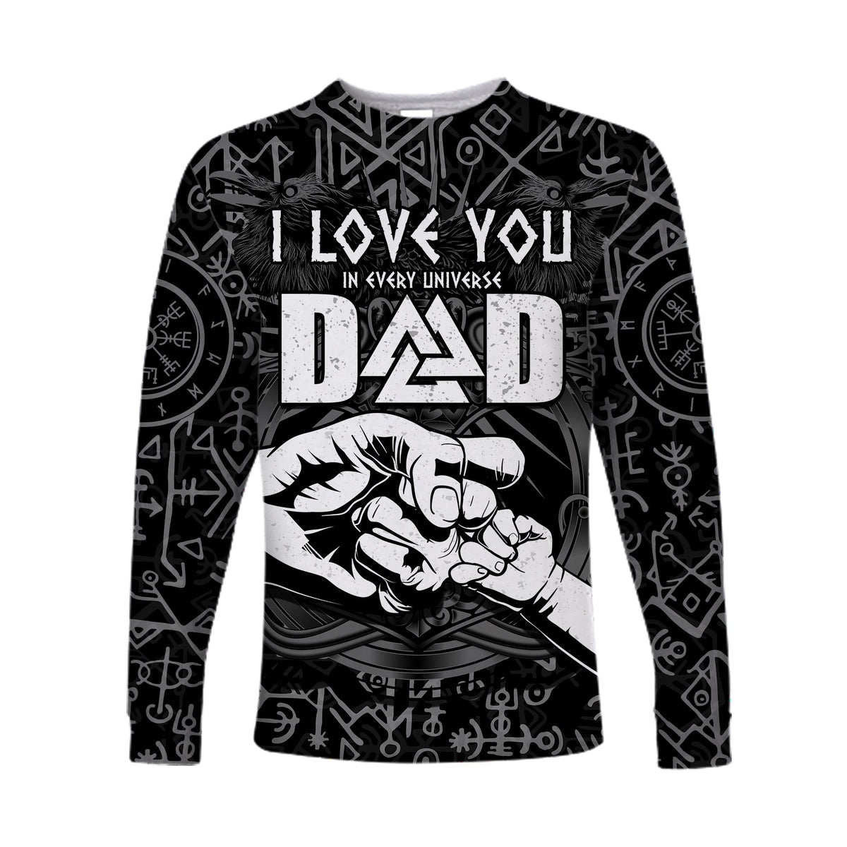 (Custom Personalised) Viking Dad Long Sleeve Shirt Happy Fathers Day Style Runes and Mjolnir LT13 - Wonder Print Shop
