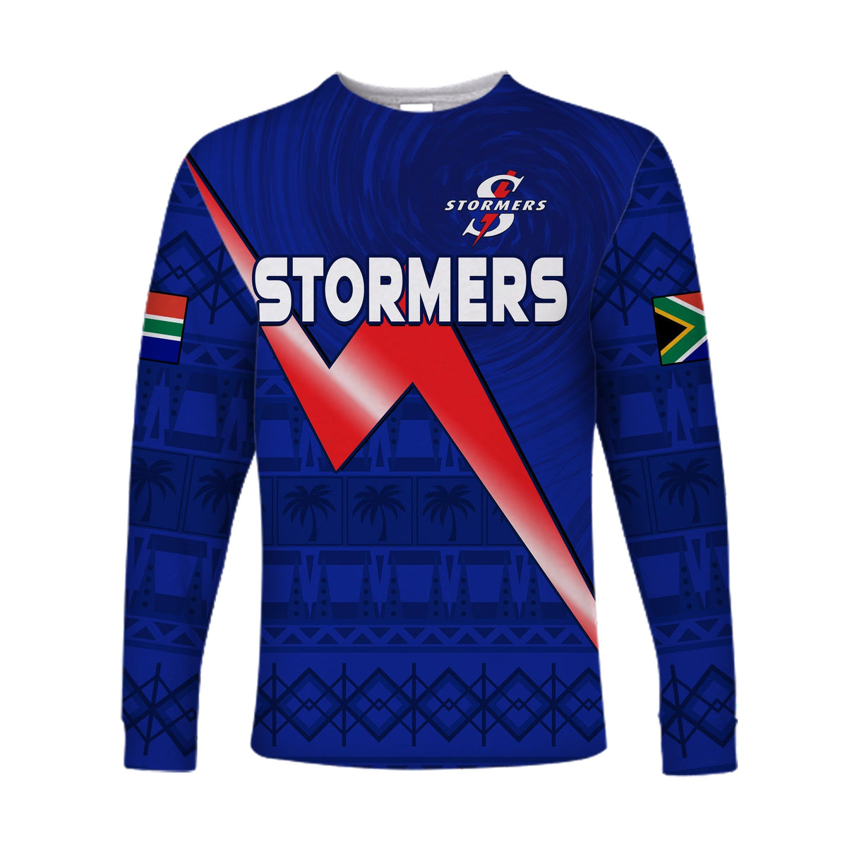 (Custom Text And Number) Stormers South Africa Rugby Long Sleeve Shirt We Are The Champions URC African Pattern - Wonder Print Shop