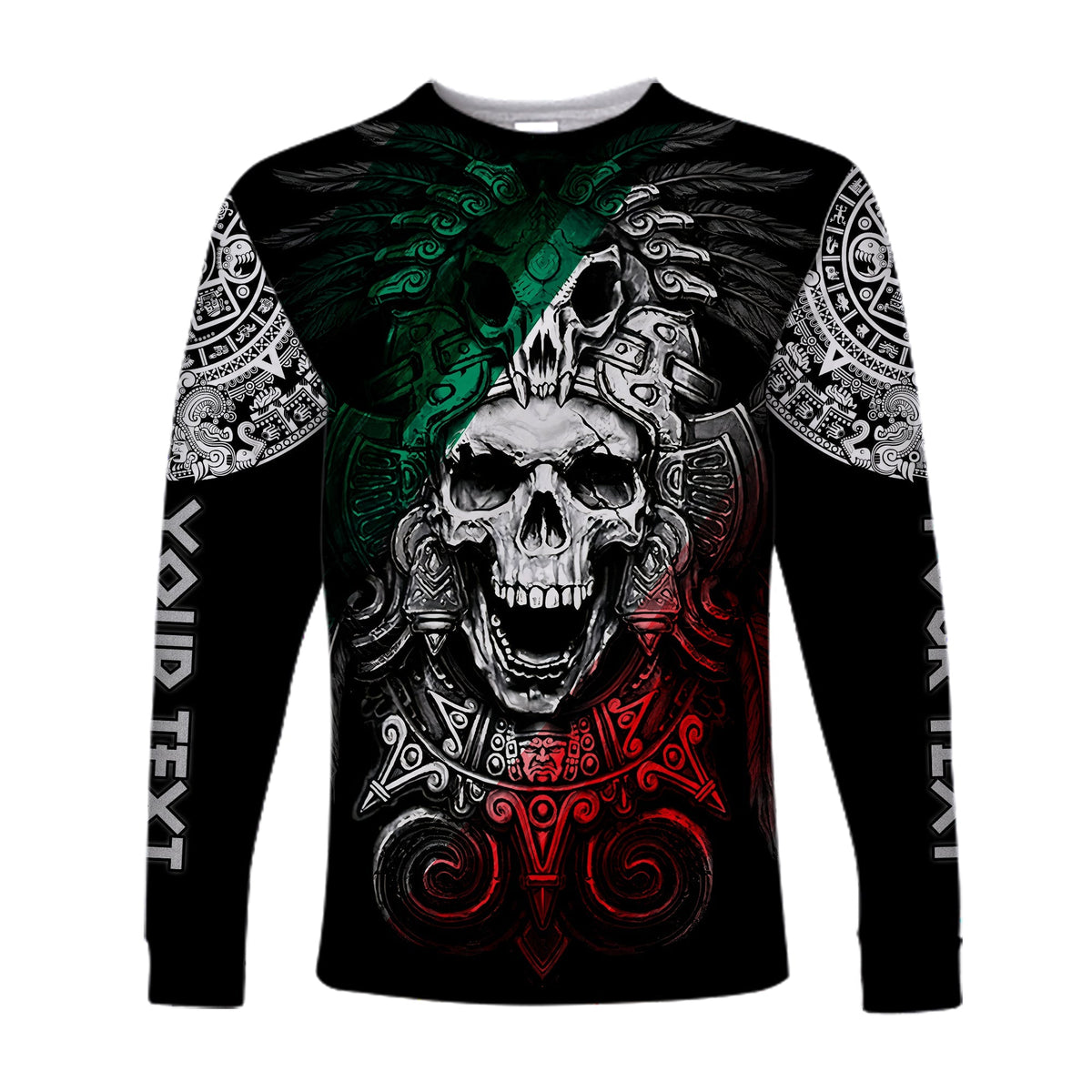 Custom Personalised Mexico Long Sleeve Shirt Skull Eagle Aztec LT13 - Wonder Print Shop