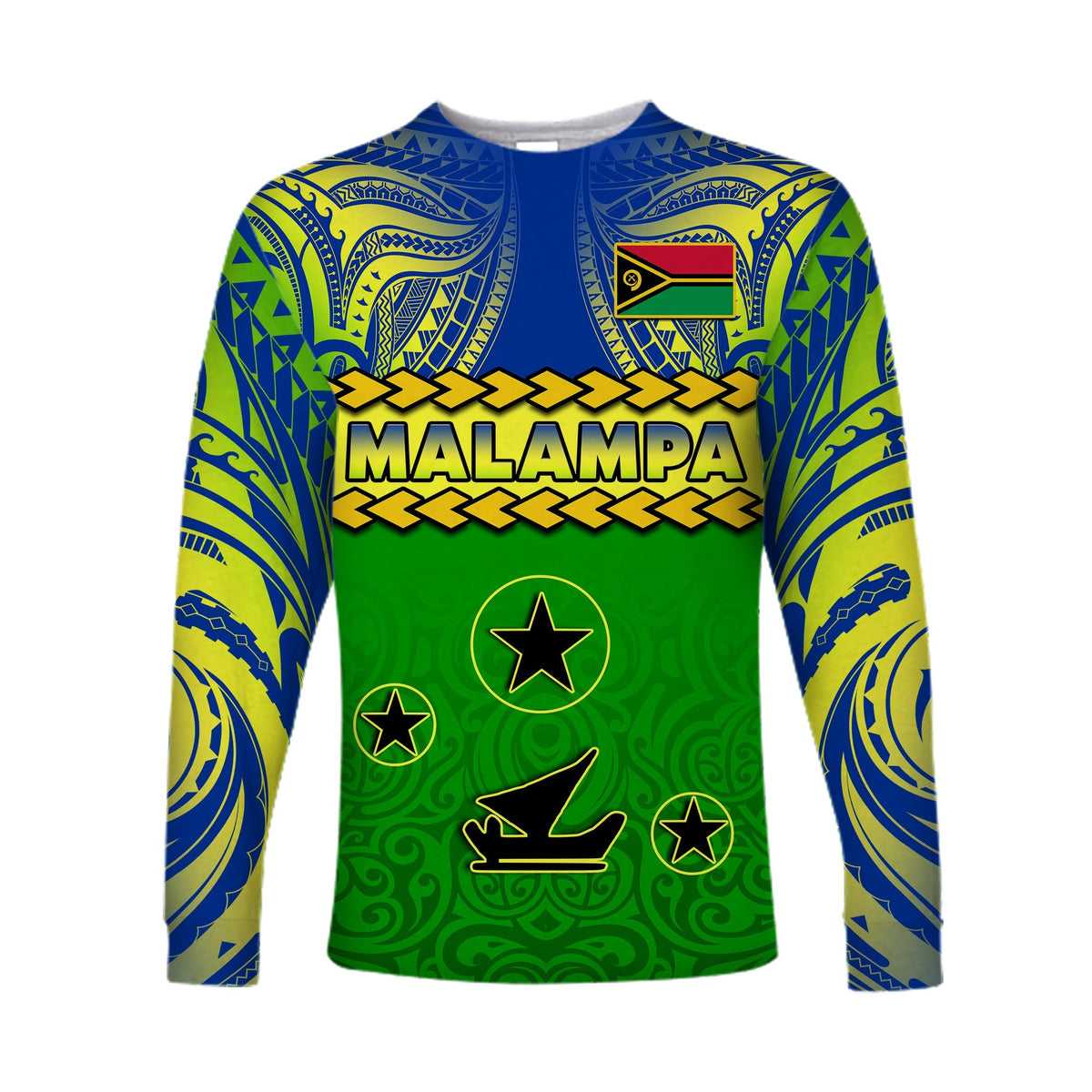 Malampa Province Long Sleeve Shirt Vanuatu Pig Tusk Polynesian Flag Style - Wonder Print Shop