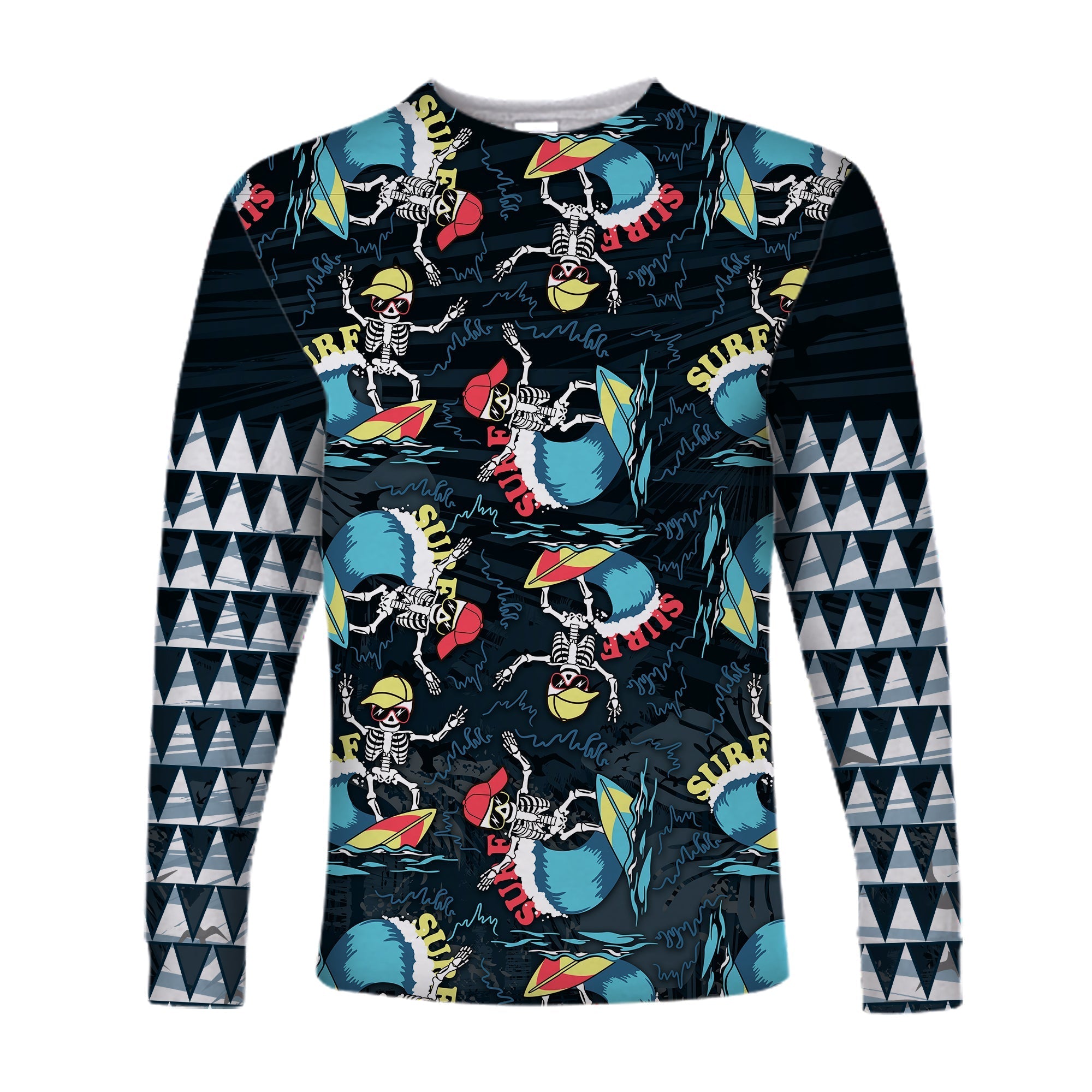 Custom Personalised Hawaii Skeleton Surf Long Sleeve Shirt Halloween Hawaiian Tribal LT13 - Wonder Print Shop